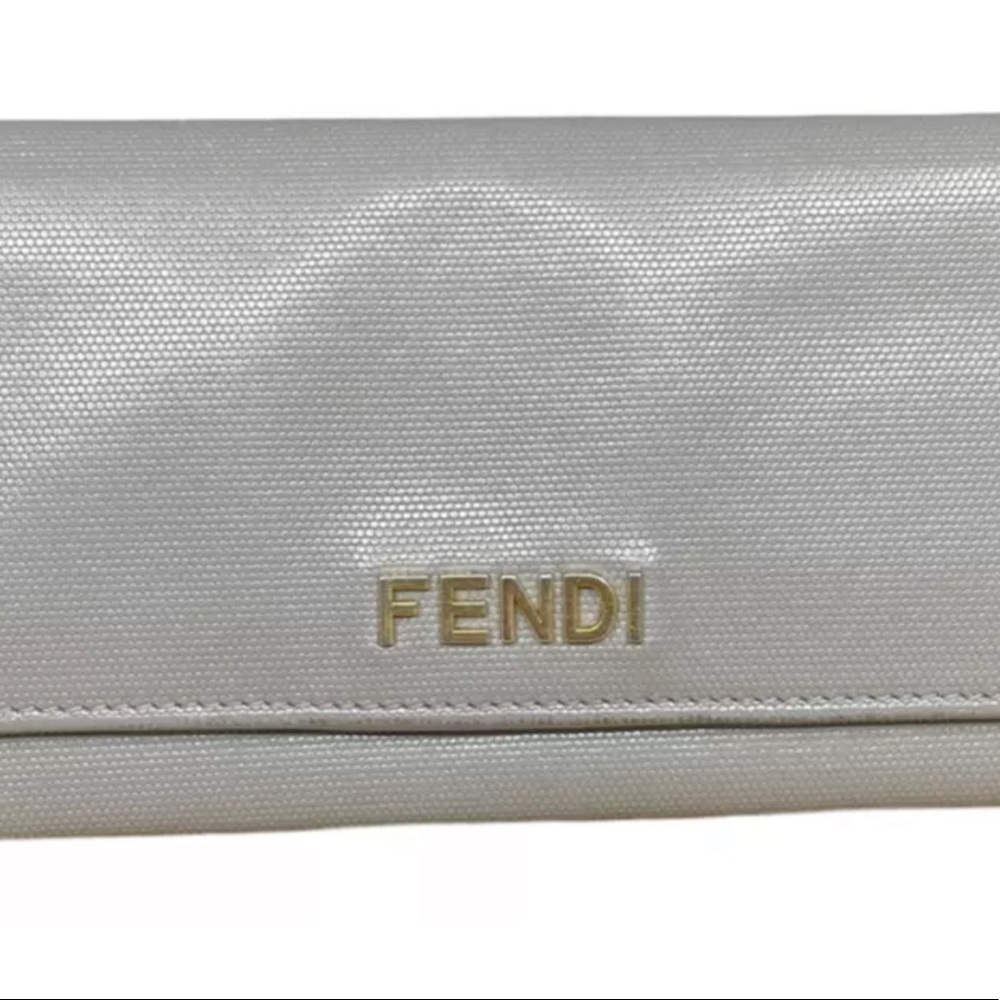FENDI Grey Leather Large Continental Bifold Wallet